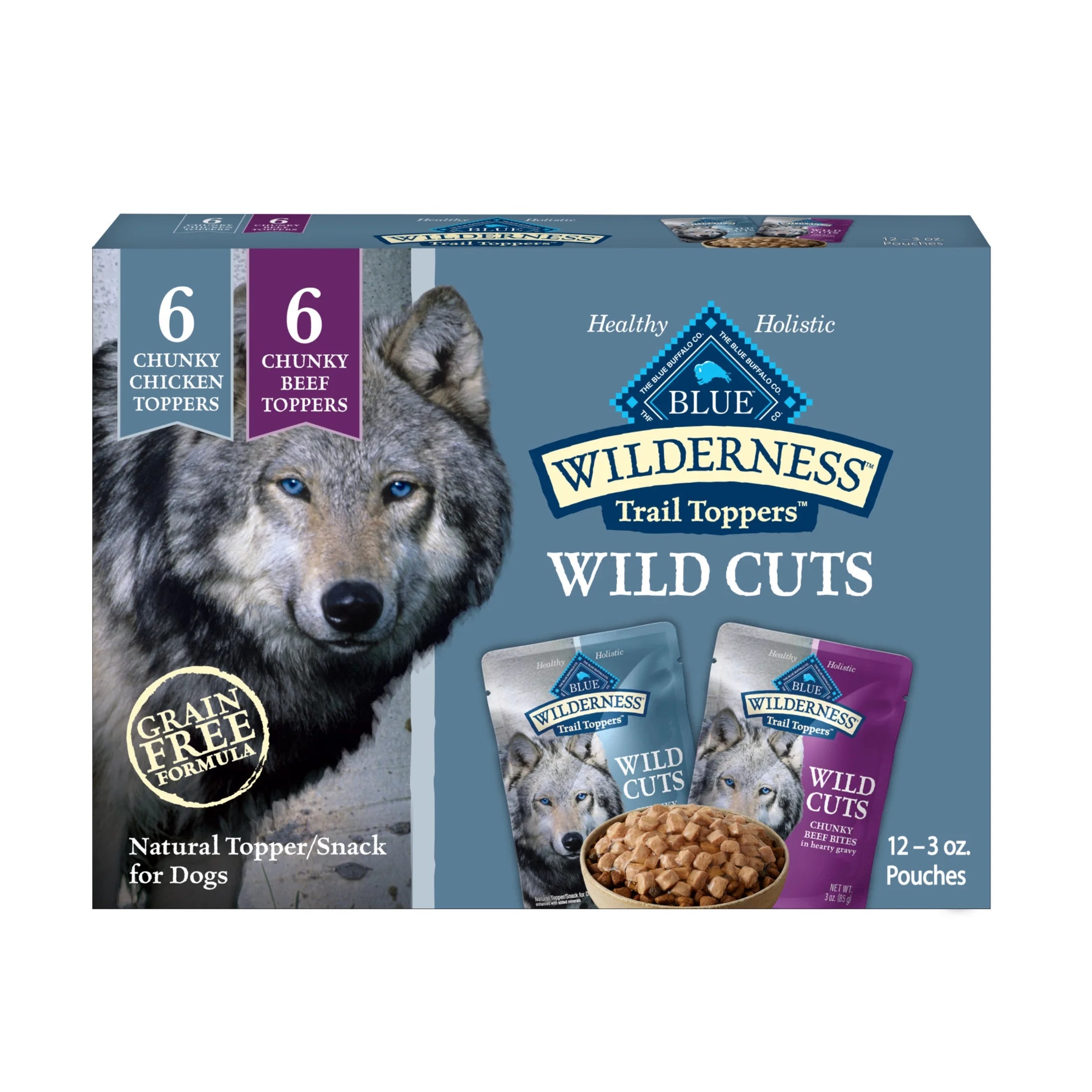 (4 Pack)  Wilderness Wild Cuts Wet Dog Food Toppers, Chicken & Beef, 3-Oz. (12 Count)