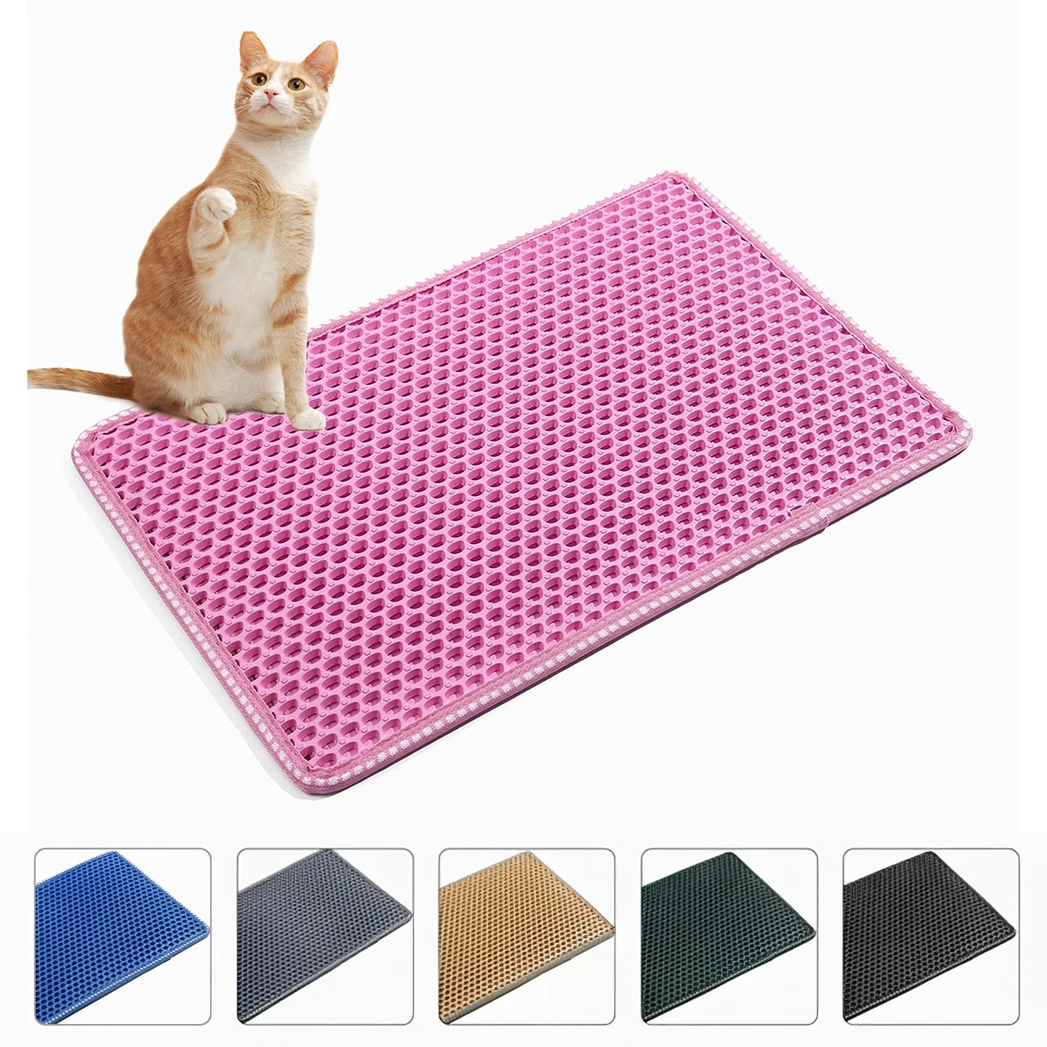 Double Layer anti Tracking Waterproof Cat Litter Trapping Mat Pink